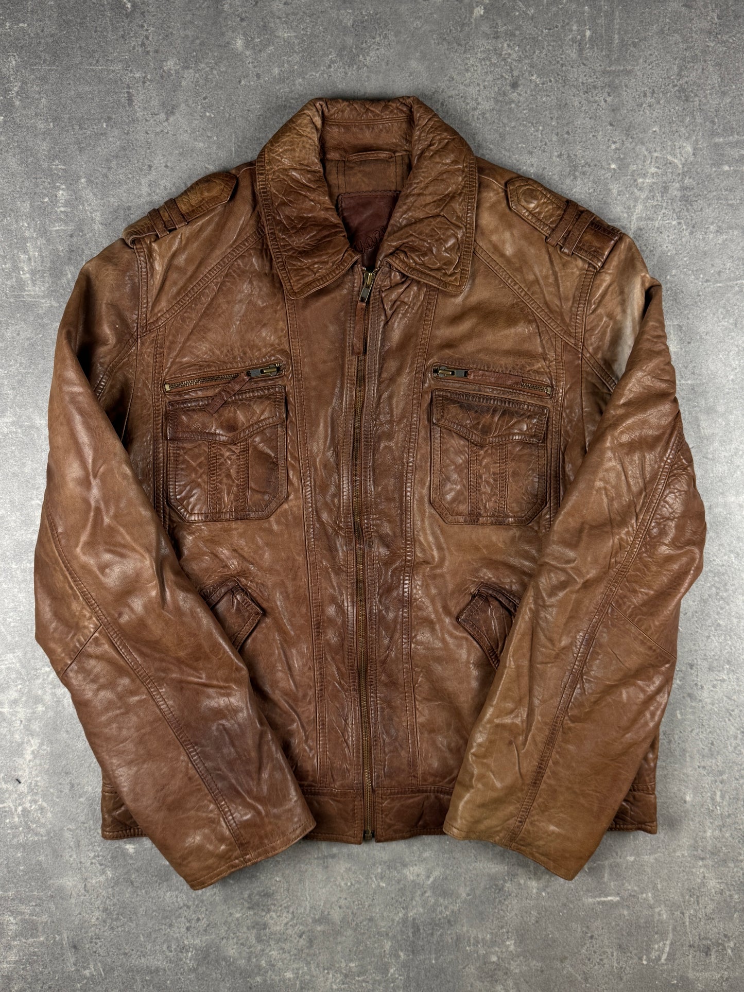 Vintage leatherjacket brown (M)
